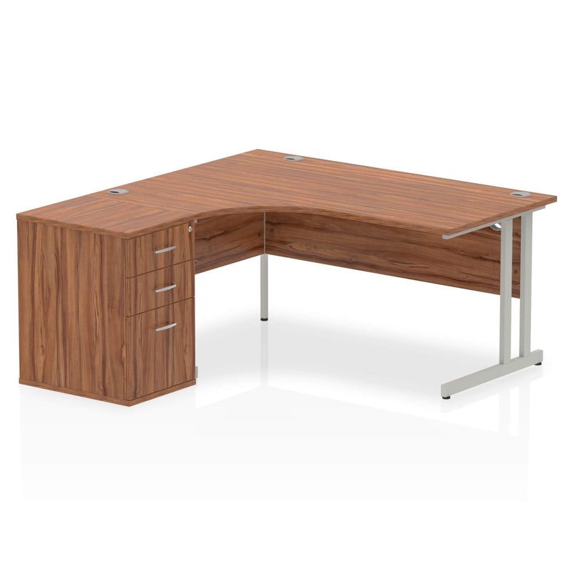 Impulse 1600mm Cantilever Left Crescent Desk Workstation