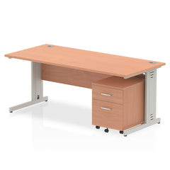 Impulse 1800mm Cable Managed Straight Desk With Mobile Pedestal