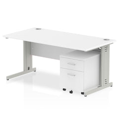 Impulse 1600mm Cable Managed Straight Desk With Mobile Pedestal