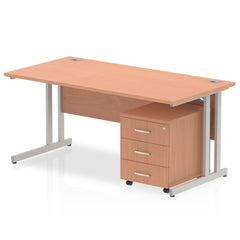 Impulse 1400mm Cantilever Straight Desk With Mobile Pedestal