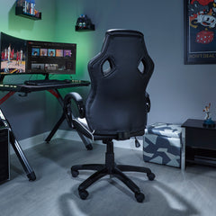 X Rocker | Maverick Height Adjustable Office Gaming Chair with Natural Lumbar support - Black/White