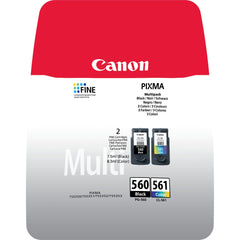 Canon PG560 CL561 Black Cyan Magenta Yellow Standard Capacity Printhead 2 x 7.5ml 8.3ml Mulitpack - 3713C006