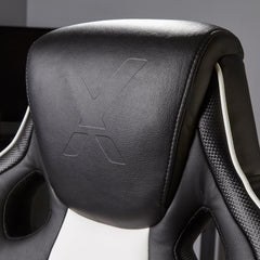 X Rocker | Maverick Height Adjustable Office Gaming Chair with Natural Lumbar support - Black/White