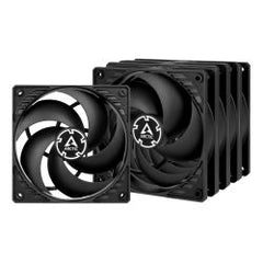 Arctic P12 Pressure Optimised 12cm Case Fans x5, Black, Fluid Dynamic, Value Pack (5 Fans)