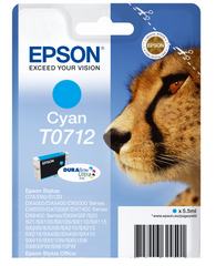 Epson T0712 Cheetah Cyan Standard Capacity Ink Cartridge 6ml - C13T07124012