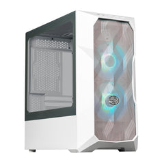 COOLER MASTER TD300 Mesh Case, White, Mini Tower, 2 x USB 3.2 Gen 1 Type-A, Tempered Glass Side Window Panel, Polygonal FineMesh Front Panel, SickleFlow Addressable RGB Fans Included, Micro ATX, Mini-ITX