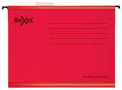 Rexel Classic A4 Suspension File Card 15mm V Base Red (Pack 25) 2115589 DD