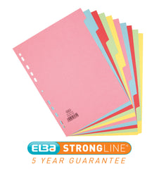 Elba Divider 10 Part A4 160gsm Card Assorted Colours (Pack 10)