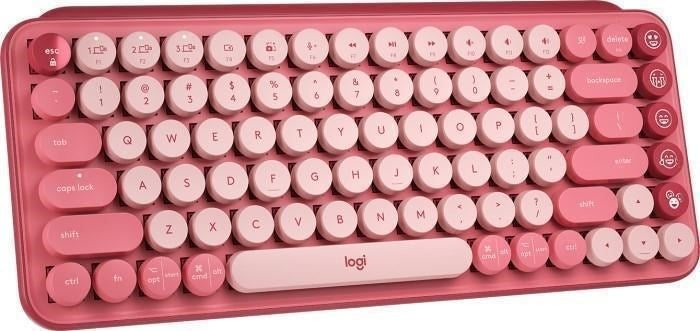 Logitech Emoji POP Keys RF Wireless Bluetooth QWERTY UK English Keyboard - Heartbreaker Rose