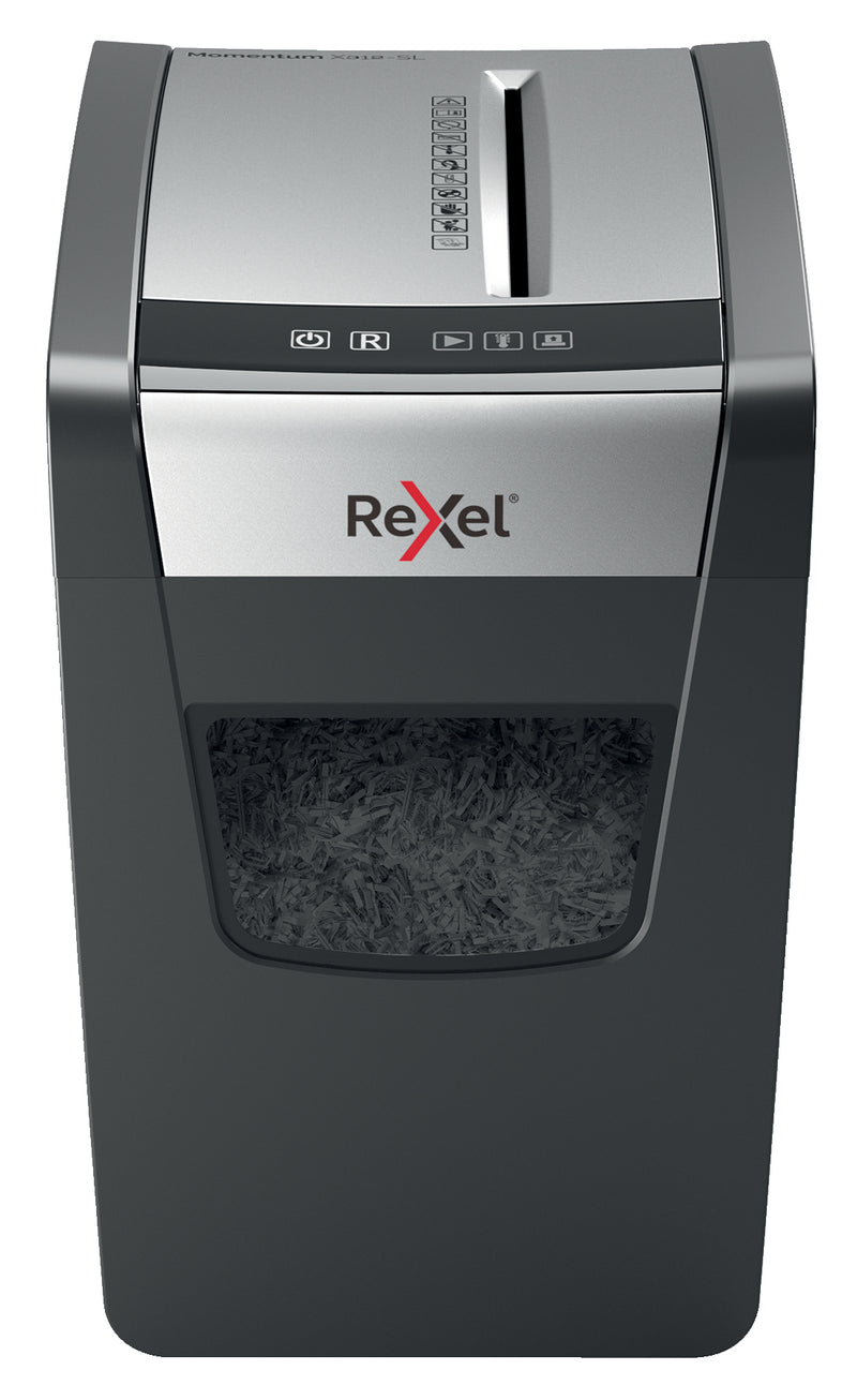 Rexel Momentum X312-SL Slimline Cross Cut Shredder 23 Litre 12 Sheet Black 2104574