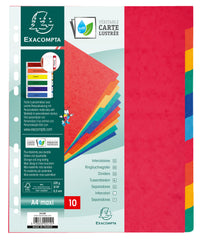 Exacompta Divider 10 Part A4 Extra Wide 225gsm Pressboard Assorted Colours