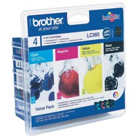 Brother Black Cyan Magenta Yellow Ink Cartridge 4 x 6ml Multipack - LC980VALBP