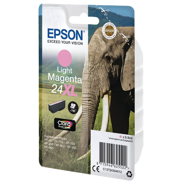 Epson 24XL Elephant Light Magenta High Yield Ink Cartridge 10ml - C13T24364012