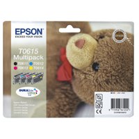 Epson T0615 Teddy Bear Black Colour Standard Capacity Ink Cartridge 4 x 8ml Multipack - C13T06154010