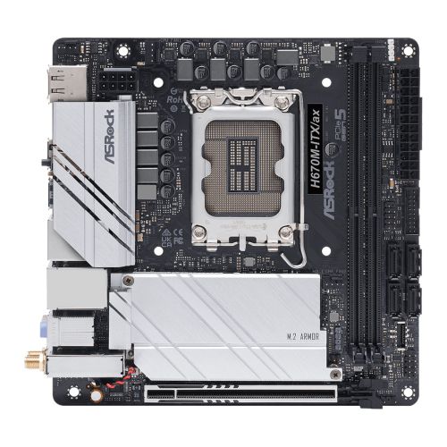 Asrock H670M-ITX/AX, Intel H670, 1700, Mini ITX, 2 DDR4, HDMI, DP, Wi-Fi, 2.5GB LAN, PCIe5, 2x M.2