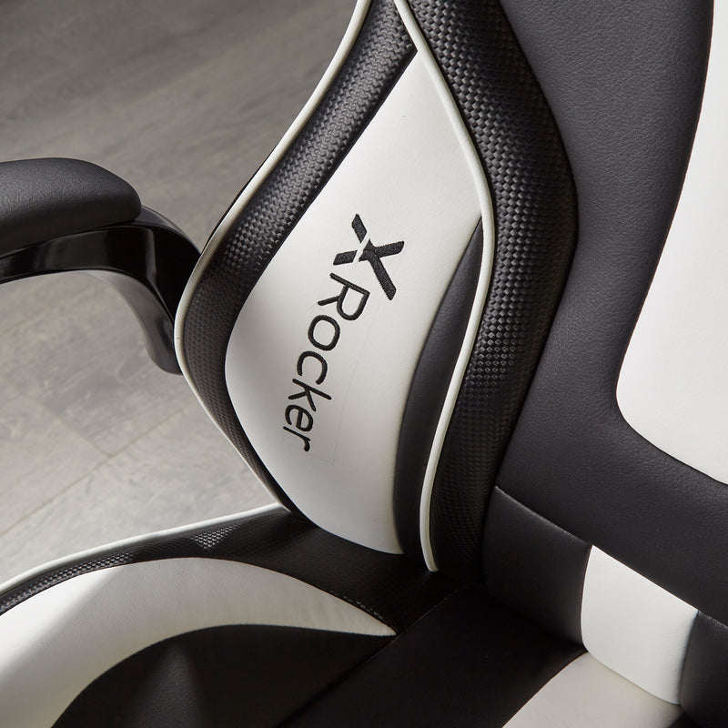 X Rocker | Maverick Height Adjustable Office Gaming Chair with Natural Lumbar support - Black/White